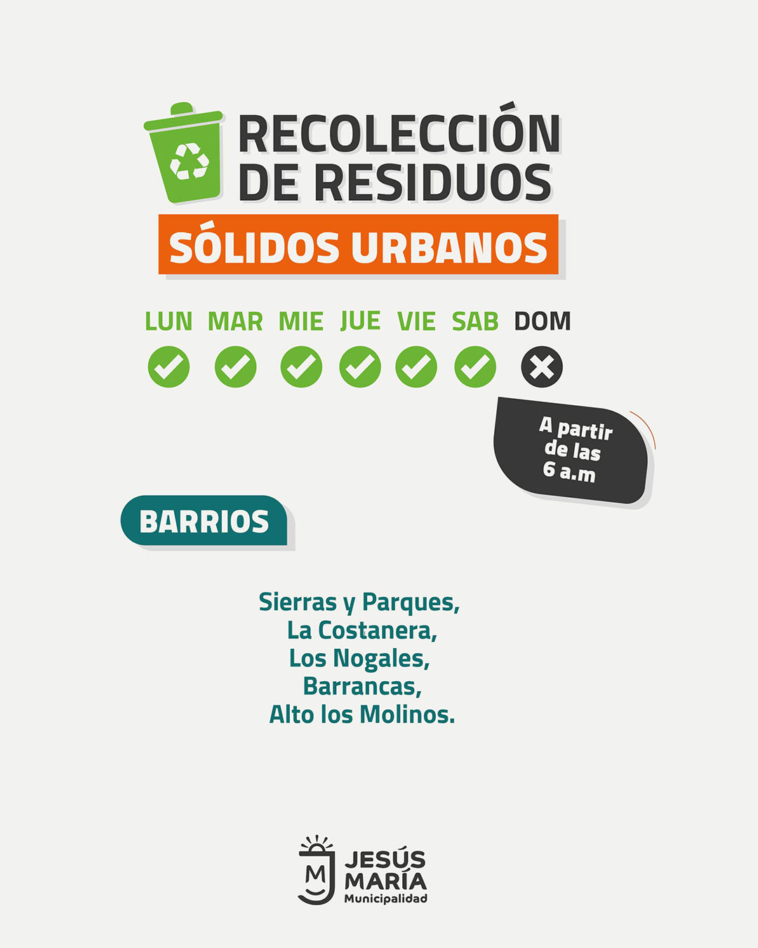 Cronograma de Recolección Jesús Maria Córdoba