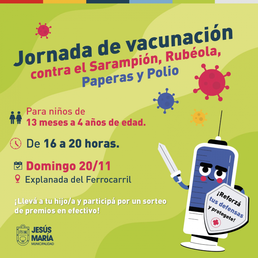 Jornada de vacunación contra el Sarampión, Rubéola, Paperas y Polio