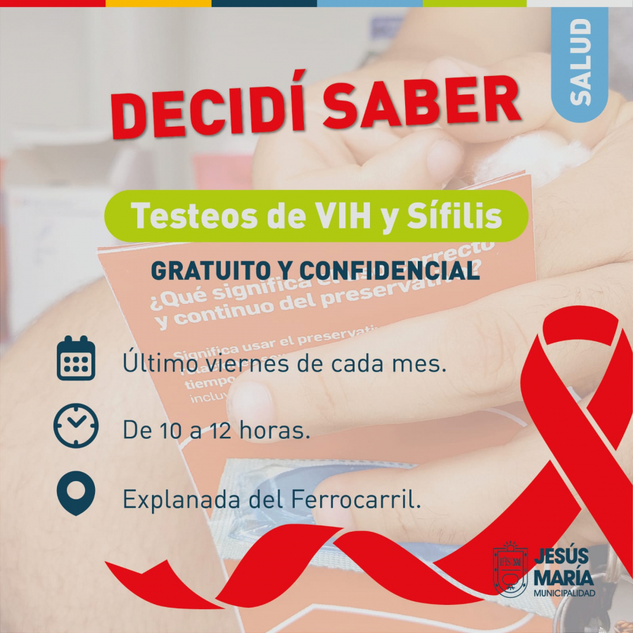 Testeos gratuitos de VIH y sífilis