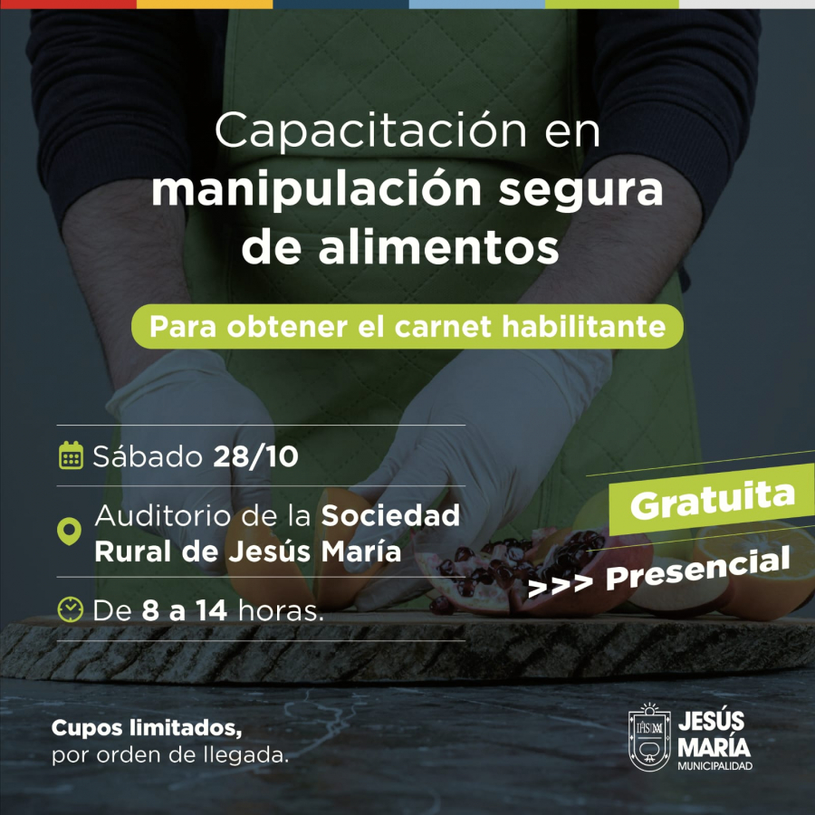 Capacitaciones presenciales en manipulación de alimentos