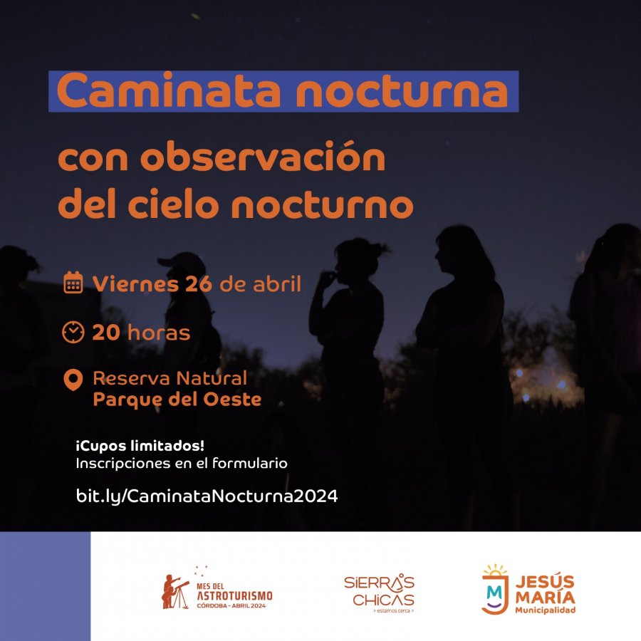 Caminata nocturna con observación del cielo.