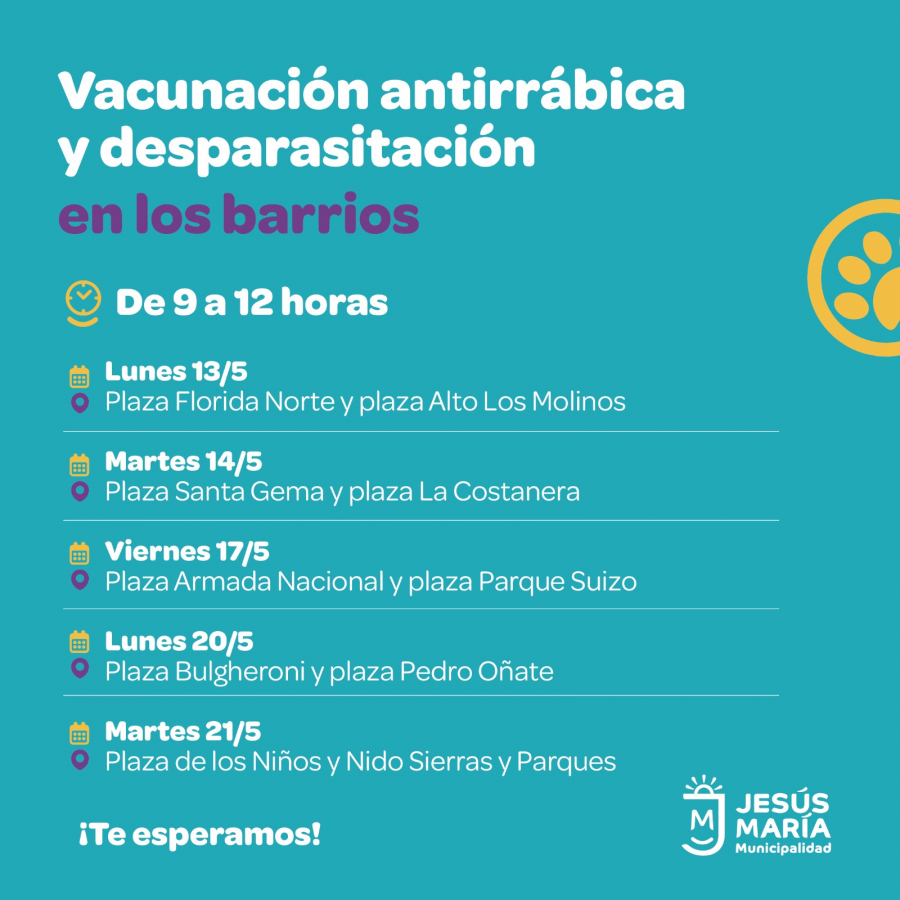 Vacunación antirrábica y desparasitación para mascotas por los barrios