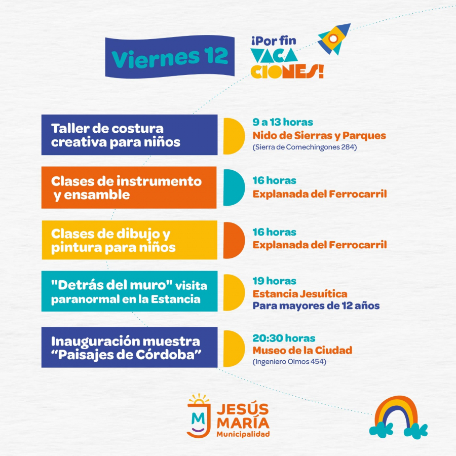 ¡Por fin vacaciones! Agenda del viernes 12