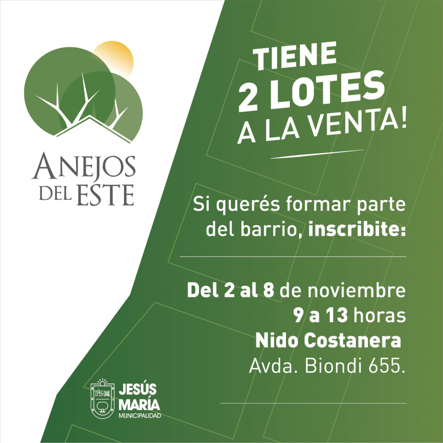 Anejos del Este: inscripciones para participar del sorteo de dos lotes