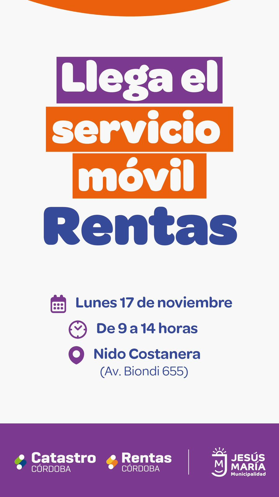 Rentas Córdoba brindará atención en Jesús María con su oficina móvil